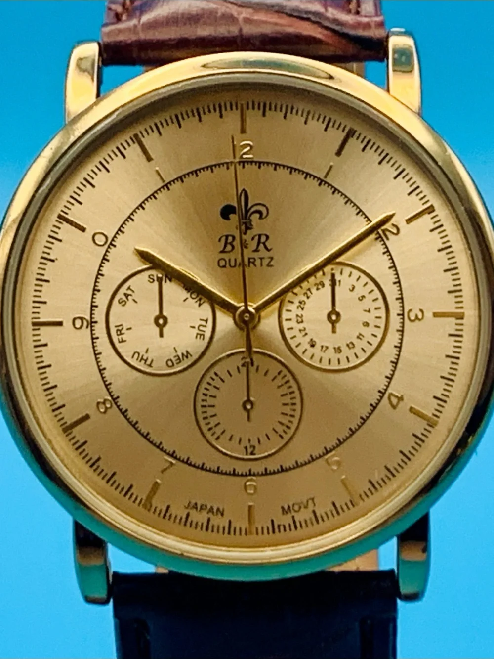 B&R BELL & ROSE Men’s Fashion Wristwatch Faux Subdials Japan Movt Works New Batt